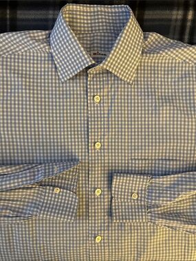Kiton Multicolor Checkered Light Blue White Men’s Dress Shirt Size 16.5-42